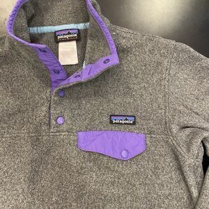 Patagonia Synchilla Pullover Snap Fleece Jacket Womens Medium Gray Purple
